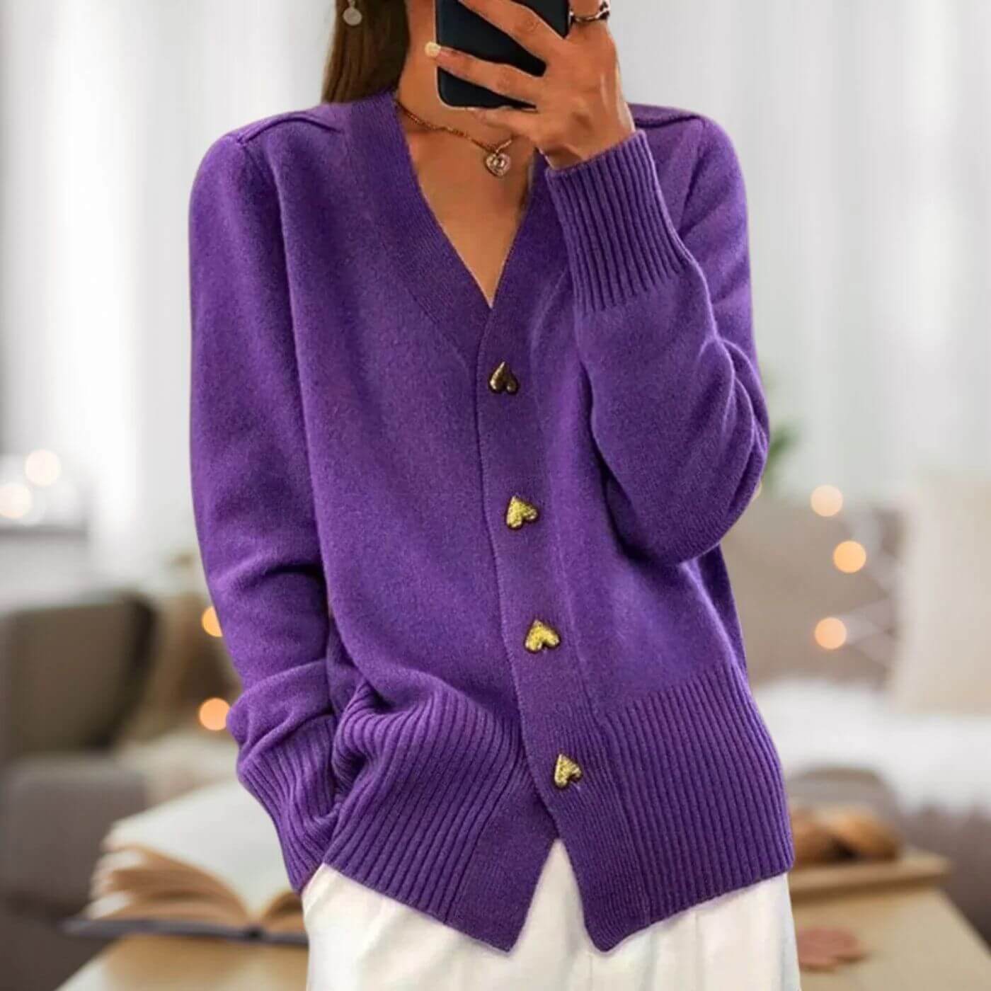 Olga™ - Komfortabel Cardigan med Hjerteknapper