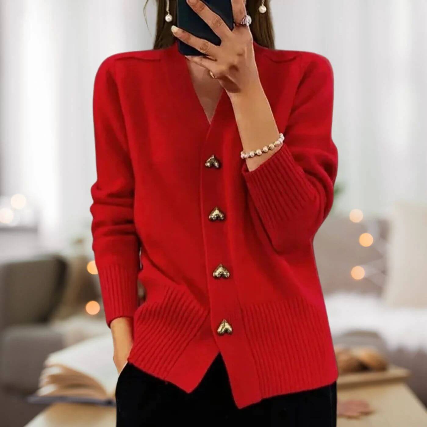 Olga™ - Komfortabel Cardigan med Hjerteknapper